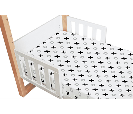 Amani Bebe Kaylula Collection Organic Fitted Sheet Square Corners - Tic Tac Toe