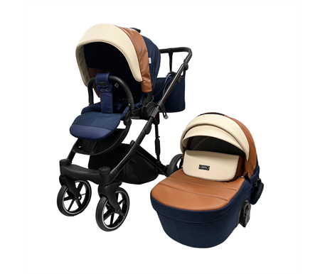 Bambini Prams Milan 2 Modern Pram Peyton Blue on Black Frame 