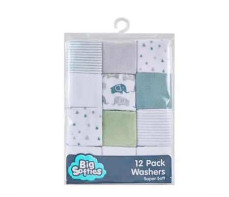 Big Softies 12pk Terry Towelling Washers - Pastel Unisex