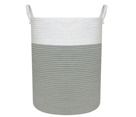 Living Textiles Cotton Rope Large Hamper - White / Sage