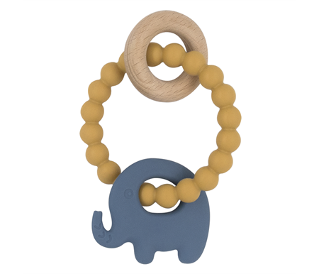 Living Textiles Playground Silicone Elephant Teether - Steel Blue