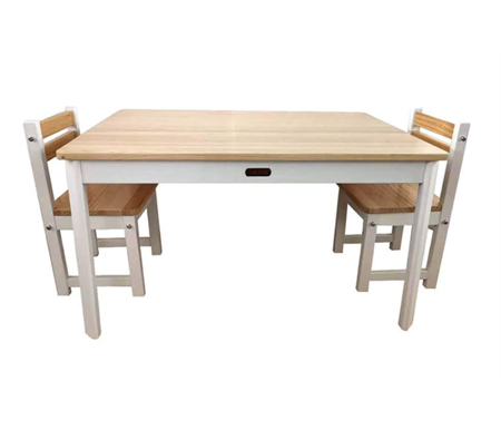 Tikk Tokk Little Boss Kids Table & chair set rectangle - White/Natural